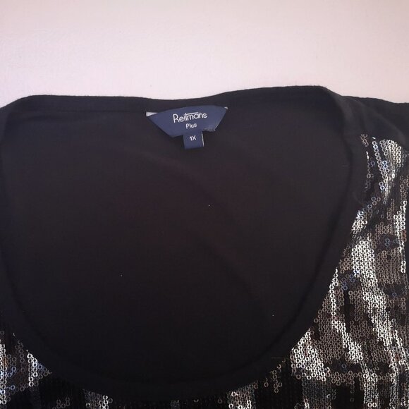 Reitmans Ladies Black Round Neck Shimmery Tank Top - Picture 4 of 8